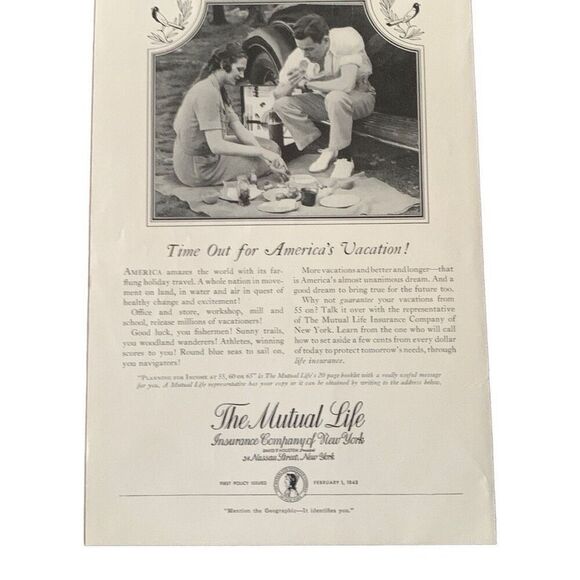 Vintage 1939 Mutual Life Insurance Ad Advertisement - Picture 3 of 4